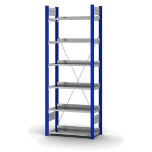 Aktenregal Stecksystem, einseitig — ORION PLUS, RAL 5010, Böden verzinkt