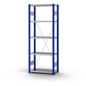 Fachbodenregal Stecksystem, einseitig — ORION PLUS, RAL 5010, Böden verzinkt