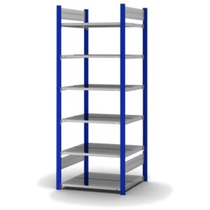 Aktenregal Stecksystem, zweiseitig — ORION PLUS, RAL 5010, Böden verzinkt