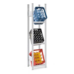 Getränkekistenregal Stecksystem, einseitig — ORION PLUS, RAL 7035