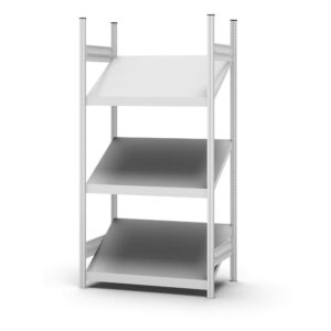 Schrägbodenregal Stecksystem, einseitig — ORION PLUS, RAL 7035