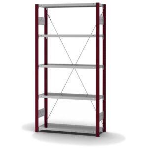 Fachbodenregal Stecksystem, einseitig — ORION PLUS, RAL 3004, Böden verzinkt