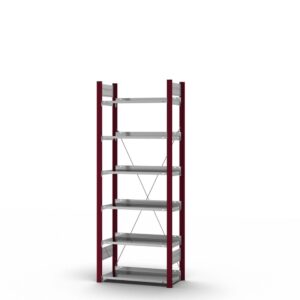 Aktenregal Stecksystem, einseitig — ORION PLUS, RAL 3004, Böden verzinkt