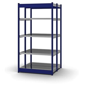 Fachbodenregal Stecksystem, einseitig — Rohr, RAL 5010, Böden verzinkt