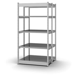 Fachbodenregal Stecksystem, einseitig — Rohr, RAL 7035, Böden verzinkt