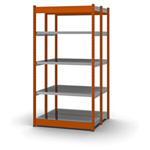 Fachbodenregal Stecksystem, einseitig — Rohr, RAL 2004, Böden verzinkt